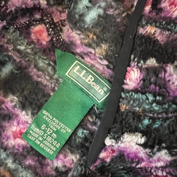 L.L.Bean Hi-Pile Fleece Jacket 6-12 Months Purple & Black Pattern - Picture 6 of 6